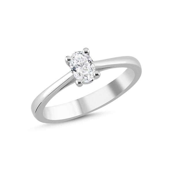 The One Oval fingerring, med i alt 0,33 ct Diamant i 14 kt hvidguld