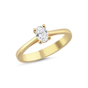 The One Oval fingerring, med i alt 0,33 ct Diamant i 14 kt guld