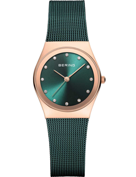 BERING Classic dameur 27 mm i mørkegrøn med Swarovski krystaller
