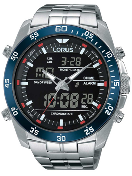 Lorus Sports herreur 46 mm i stål med sort urskive