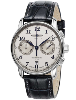 Zeppelin LZ 127 Graf Zeppelin kronograf 42mm i sort læder