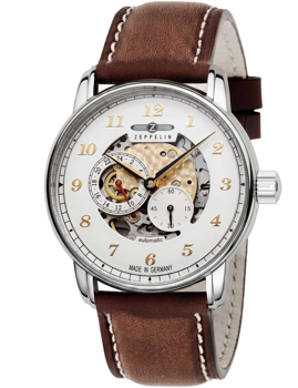 Zeppelin New Captain's Line automatisk herreur 42 mm med brun læderrem