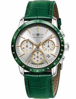 Zeppelin New York chronograph herreur i grøn læderrem